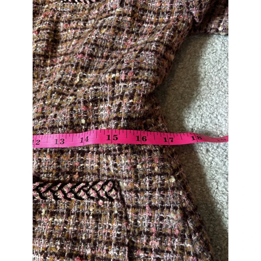 Bigio Collection Skirt Suit 10 Brown Pink Tweed Braided‎ Trim Professional Set